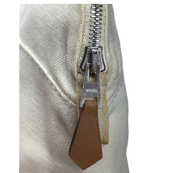 Hermès Bolide Mini Pouch White Canvas Toile H Cosmetic Case Made in France - Picture 5 of 16